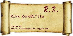 Rikk Kordélia névjegykártya